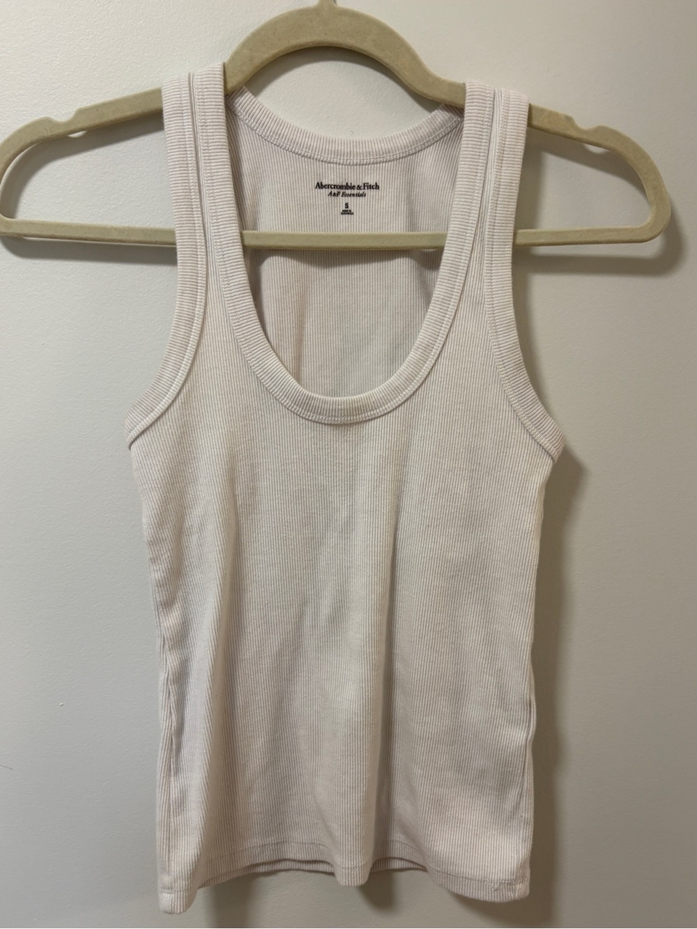Abercrombie & Fitch White Ribbed Tank Top Small Scoop Neck A&F Essentials